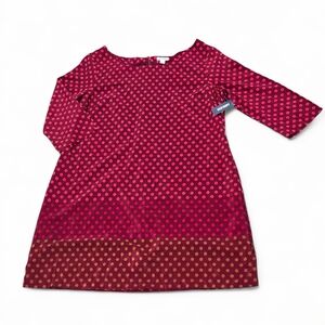 Old Navy Maroon, Brown, Pink Polka Dot Dress 3/4 Sleeves Valentine's Size XL NWT